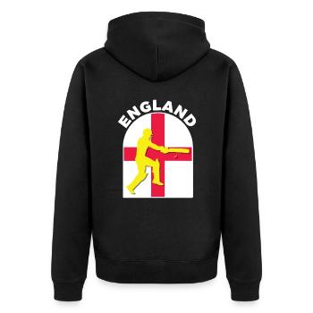 England Cricket Batsman England Flagge von DPattonPD - Unisex Premium Bio Zip Hoodie - Schwarz - Hinten - Nico (187cm)