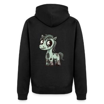 Pferd Halloween Zombie - Unisex Premium Bio Zip Hoodie - Schwarz - Hinten - Nico (187cm)