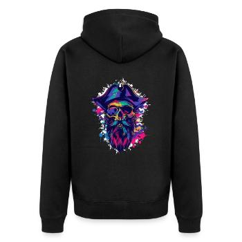 Pirate Skull - Unisex Premium Organic Zip Hoodie - black - Back - Nico (187cm)