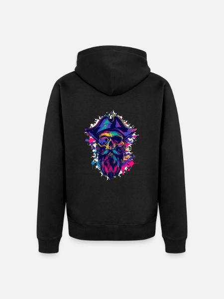 Pirate Skull - Unisex Premium Organic Zip Hoodie - black