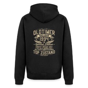 Oldtimer 1994 Jahrgang geboren Geburtstag Geschenk - Unisex Premium Bio Zip Hoodie - Schwarz - Hinten - Nico (187cm)