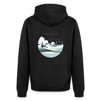 Minimalistische Landschaft - Unisex Premium Bio Zip Hoodie - Schwarz - Hinten - Nico (187cm)