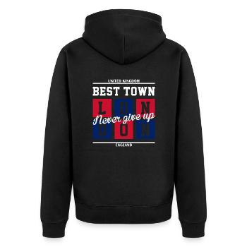 Best Town - Unisex Premium Bio Zip Hoodie - Schwarz - Hinten - Nico (187cm)