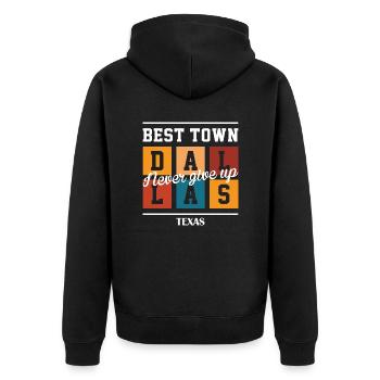 Best Town - Unisex Premium Organic Zip Hoodie - black - Back - Nico (187cm)
