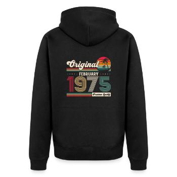 50th Birthday Gift Husband Original February 1975 - Unisex Premium Organic Zip Hoodie - black - Back - Nico (187cm)