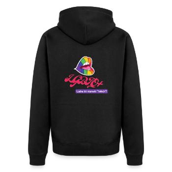 LGBTQ+ - T-Shirt - Unisex Premium Bio Zip Hoodie - Schwarz - Hinten - Nico (187cm)