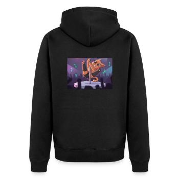 Tanzende Katze - Unisex Premium Bio Zip Hoodie - Schwarz - Hinten - Nico (187cm)