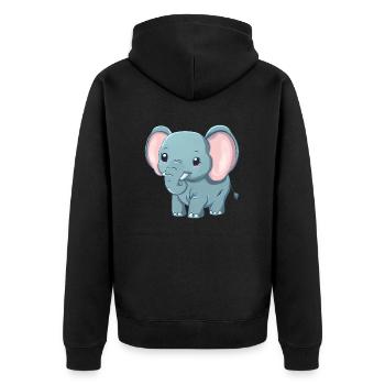 Süßer Grauer Elefant - Afrika - Unisex Premium Bio Zip Hoodie - Schwarz - Hinten - Nico (187cm)