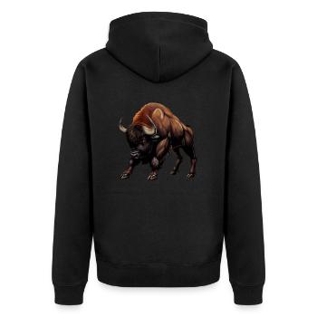 Vache, Buffle, Taureau, Bison - Conception animale - Veste à capuche bio Premium Unisexe - noir - Dos - Nico (187cm)