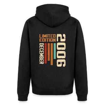 Dezember 2006 - 2006 Dezember - Unisex Premium Bio Zip Hoodie - Schwarz - Hinten - Nico (187cm)