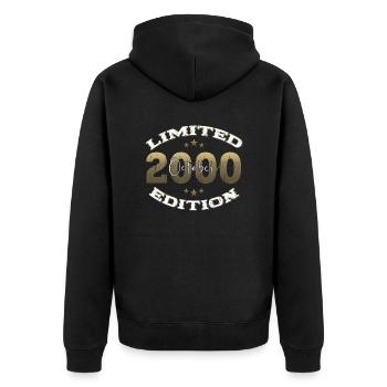24. Geburtstag Vintage Oktober 2000 Jahrgang - Unisex Premium Bio Zip Hoodie - Schwarz - Hinten - Nico (187cm)