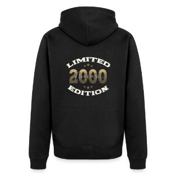 24. Geburtstag Vintage November 2000 Jahrgang - Unisex Premium Bio Zip Hoodie - Schwarz - Hinten - Nico (187cm)