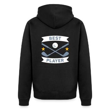 Best golf player (banners, stars, golf clubs) - Unisex Premium Organic Zip Hoodie - black - Back - Nico (187cm)