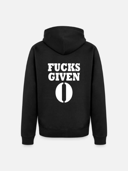 Zero fucks given - Unisex Premium Bio Zip Hoodie - Schwarz