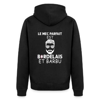 Mec Barbu et De Bordeaux Humour Rugby - Veste à capuche bio Premium Unisexe - noir - Dos - Nico (187cm)