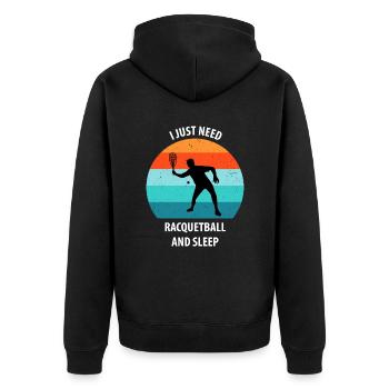 Racqueetball - Unisex Premium Organic Zip Hoodie - black - Back - Nico (187cm)