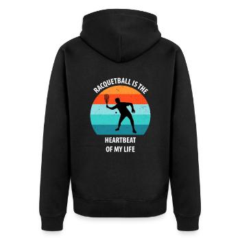 Racqueetball - Unisex Premium Organic Zip Hoodie - black - Back - Nico (187cm)
