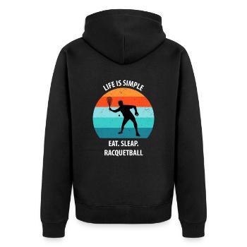 Racqueetball - Unisex Premium Organic Zip Hoodie - black - Back - Nico (187cm)
