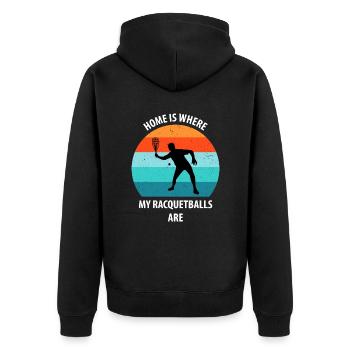 Racqueetball - Unisex Premium Organic Zip Hoodie - black - Back - Nico (187cm)