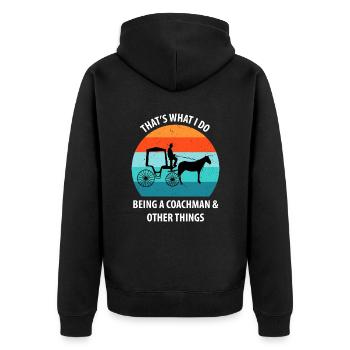 Kutscher Kutsche Pferdekutscher Kutschieren - Unisex Premium Bio Zip Hoodie - Schwarz - Hinten - Nico (187cm)