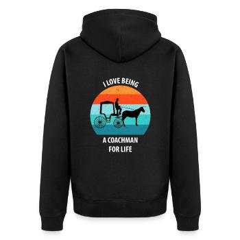 Kutscher Kutsche Pferdekutscher Kutschieren - Unisex Premium Bio Zip Hoodie - Schwarz - Hinten - Nico (187cm)