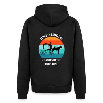Kutscher Kutsche Pferdekutscher Kutschieren - Unisex Premium Bio Zip Hoodie - Schwarz - Hinten - Nico (187cm)