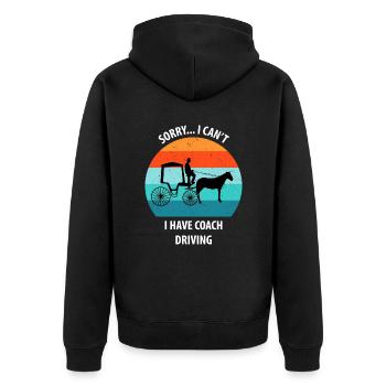 Kutscher Kutsche Pferdekutscher Kutschieren - Unisex Premium Bio Zip Hoodie - Schwarz - Hinten - Nico (187cm)