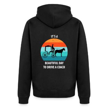Kutscher Kutsche Pferdekutscher Kutschieren - Unisex Premium Bio Zip Hoodie - Schwarz - Hinten - Nico (187cm)