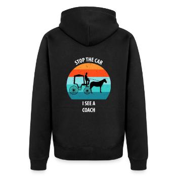Kutscher Kutsche Pferdekutscher Kutschieren - Unisex Premium Bio Zip Hoodie - Schwarz - Hinten - Nico (187cm)