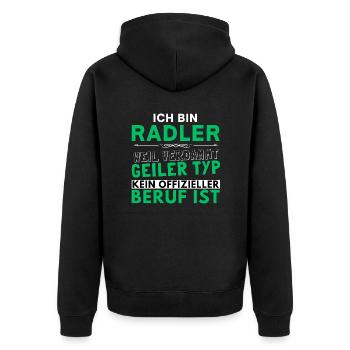 Verdammt geiler Typ - Radler Edition - Unisex Premium Bio Zip Hoodie - Schwarz - Hinten - Nico (187cm)