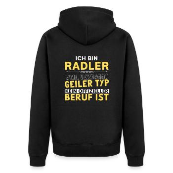Verdammt geiler Typ - Radler Edition - Unisex Premium Bio Zip Hoodie - Schwarz - Hinten - Nico (187cm)