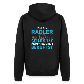 Verdammt geiler Typ - Radler Edition - Unisex Premium Bio Zip Hoodie - Schwarz - Hinten - Nico (187cm)