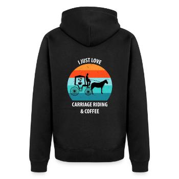 Coachman Carriage Horse-drawn carriage Coffee - Unisex Premium Organic Zip Hoodie - black - Back - Nico (187cm)