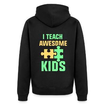 I teach awesome kids - Unisex Premium Bio Zip Hoodie - Schwarz - Hinten - Nico (187cm)