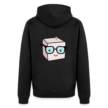 Nerd Zuckerwürfel mit Brille - Unisex Premium Bio Zip Hoodie - Schwarz - Hinten - Nico (187cm)