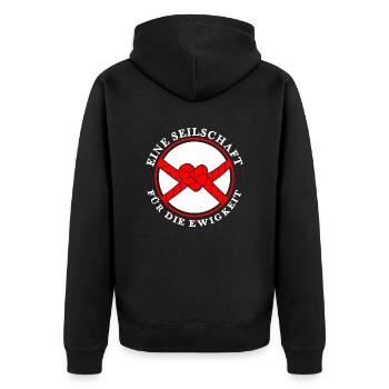Klettern Bergsteiger Felsklettern Seilschaft - Unisex Premium Bio Zip Hoodie - Schwarz - Hinten - Nico (187cm)