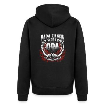 OPA ist unbezahlbar - Unisex Premium Bio Zip Hoodie - Schwarz - Hinten - Nico (187cm)