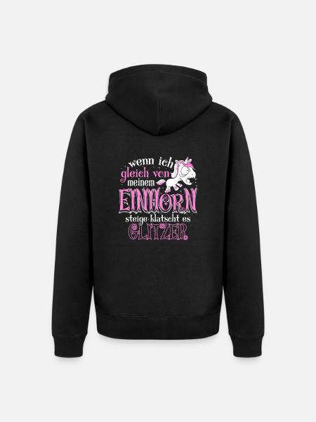Einhorn Glitzer - Unisex Premium Bio Zip Hoodie - Schwarz
