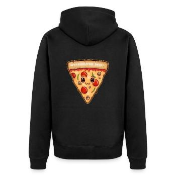 Lovely Pizza - Unisex Premium Bio Zip Hoodie - Schwarz - Hinten - Nico (187cm)