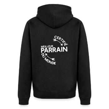 "Certifié meilleur parrain" t-shirt humour parrain - Veste à capuche bio Premium Unisexe - noir - Dos - Nico (187cm)