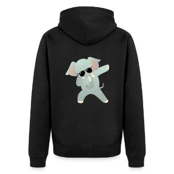 Dabbing Elephant With Sunglasses - Cool Gift - Unisex Premium Bio Zip Hoodie - Schwarz - Hinten - Nico (187cm)