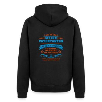 Meine Patentanten - Unisex Premium Bio Zip Hoodie - Schwarz - Hinten - Nico (187cm)
