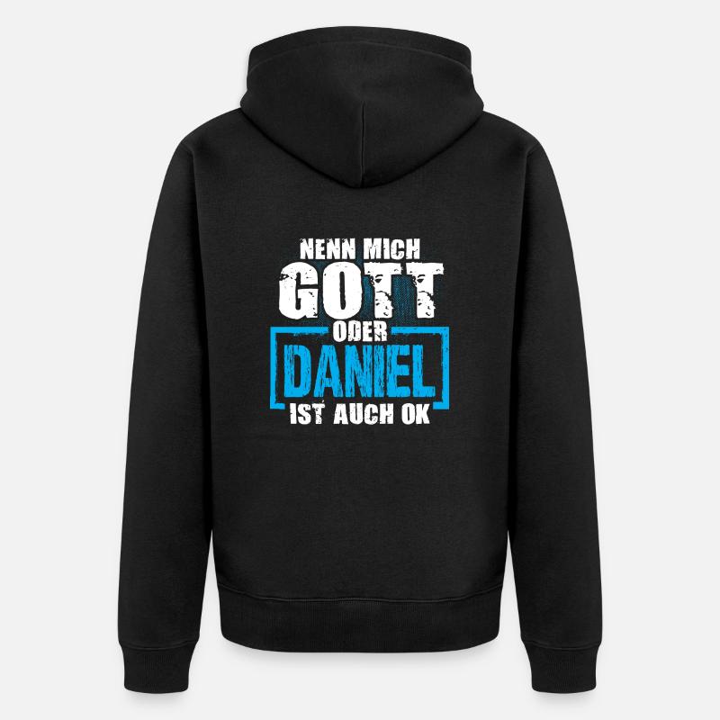 DANIEL - ok - Unisex Premium Bio Zip Hoodie - Schwarz