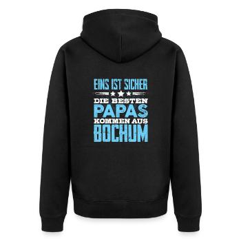 BOCHUM - Papa - Unisex Premium Bio Zip Hoodie - Schwarz - Hinten - Nico (187cm)