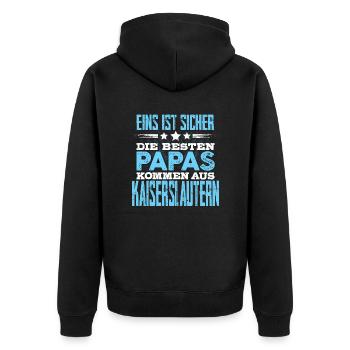 KAISERSLAUTERN - papa - Unisex Premium Bio Zip Hoodie - Schwarz - Hinten - Nico (187cm)