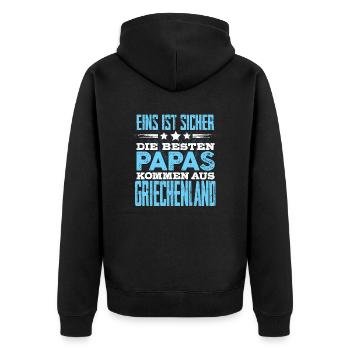 GRIECHENLAND - papa - Unisex Premium Bio Zip Hoodie - Schwarz - Hinten - Nico (187cm)
