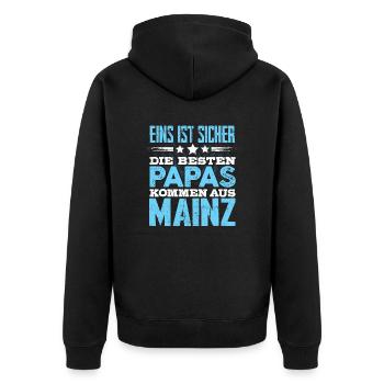 MAINZ - Papa - Unisex Premium Bio Zip Hoodie - Schwarz - Hinten - Nico (187cm)