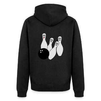 Bowling, Kegeln - Unisex Premium Bio Zip Hoodie - Schwarz - Hinten - Nico (187cm)