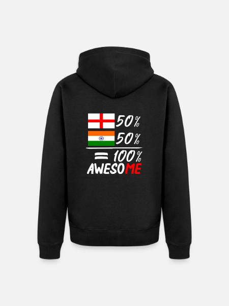 Half English Half Indian - Unisex Premium Organic Zip Hoodie - black