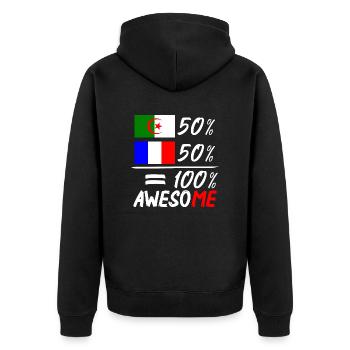 Moitié Français moitié Algérien - Unisex Premium Bio Zip Hoodie - Schwarz - Hinten - Nico (187cm)